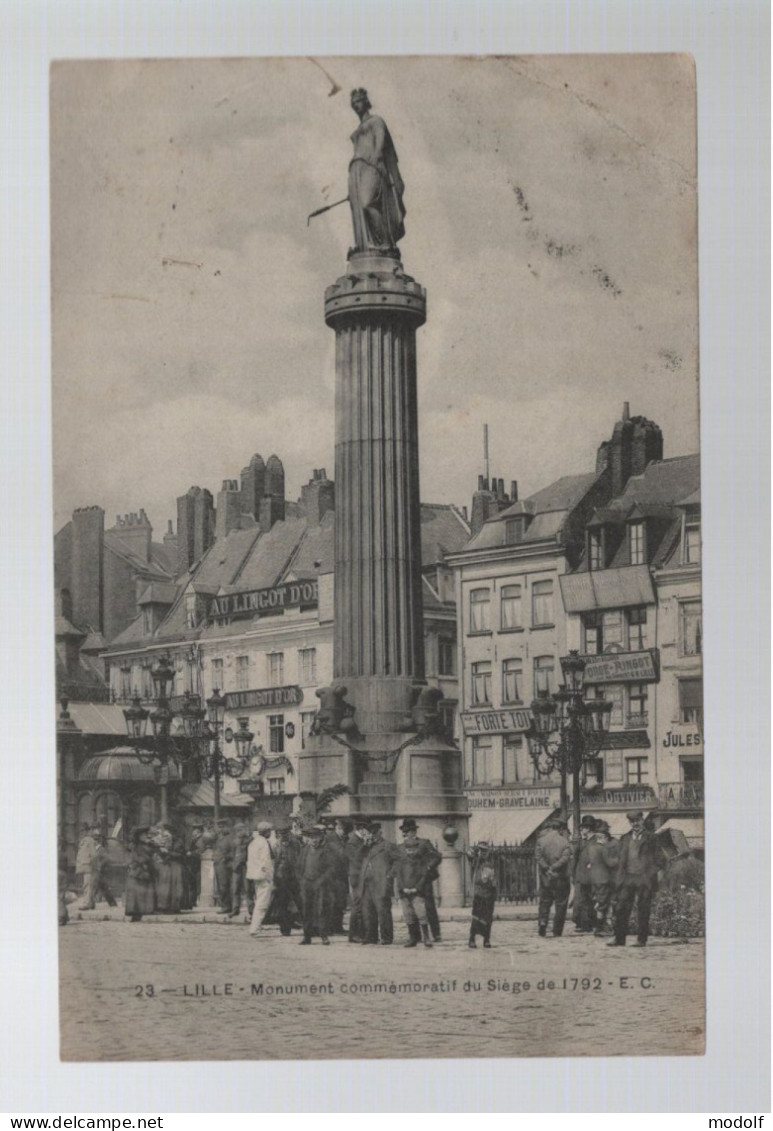 CPA - 59 - Lille - Monument Commémoratif Du Siège De 1792 - Animée - Circulée En 1904 - Lille