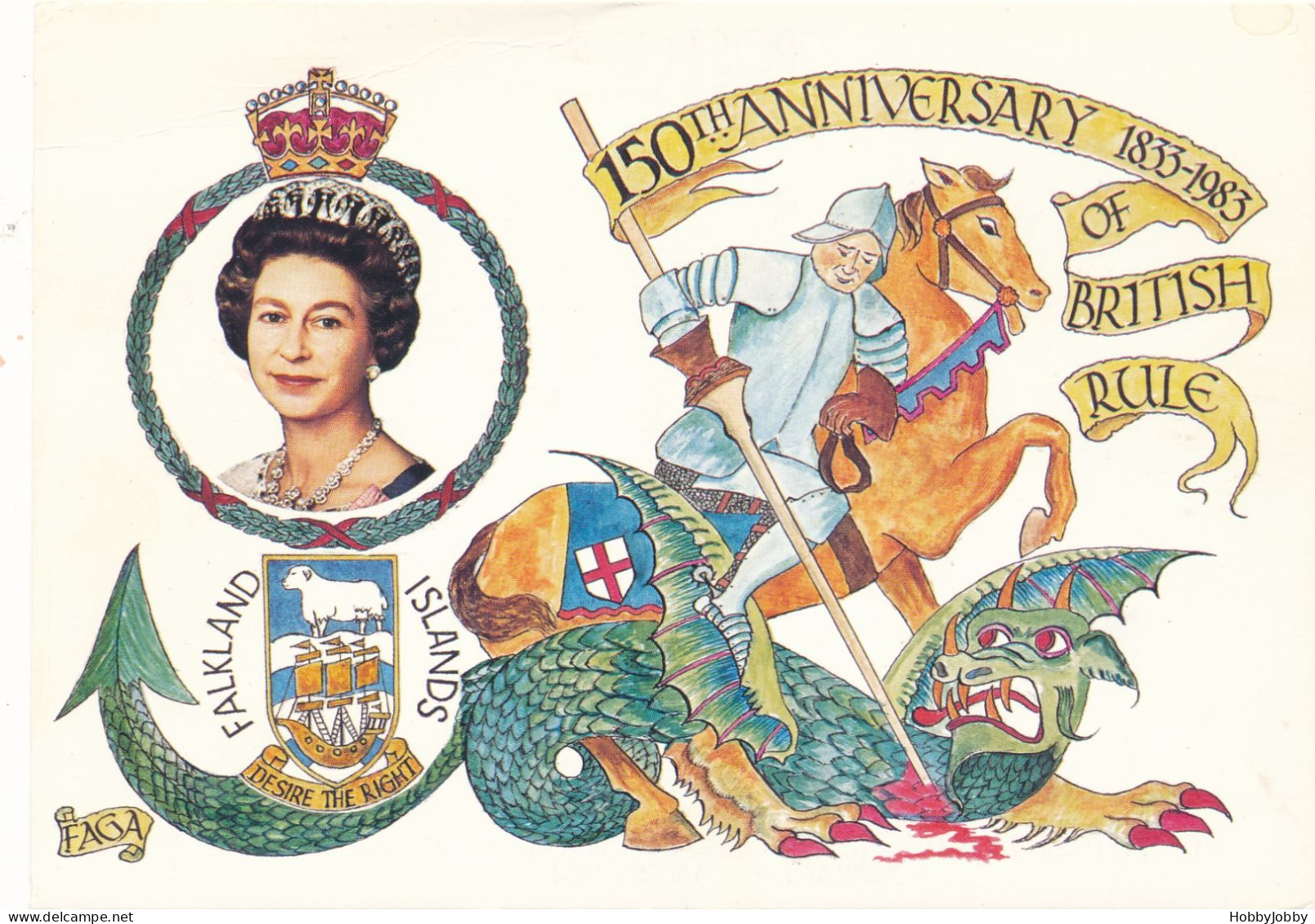 FALKLAND ISLANDS 0+ 150TH ANNIVERSARY 1833-1983 OF British Rule - FAGA No. 351 Used With Private Cancellations - Königshäuser