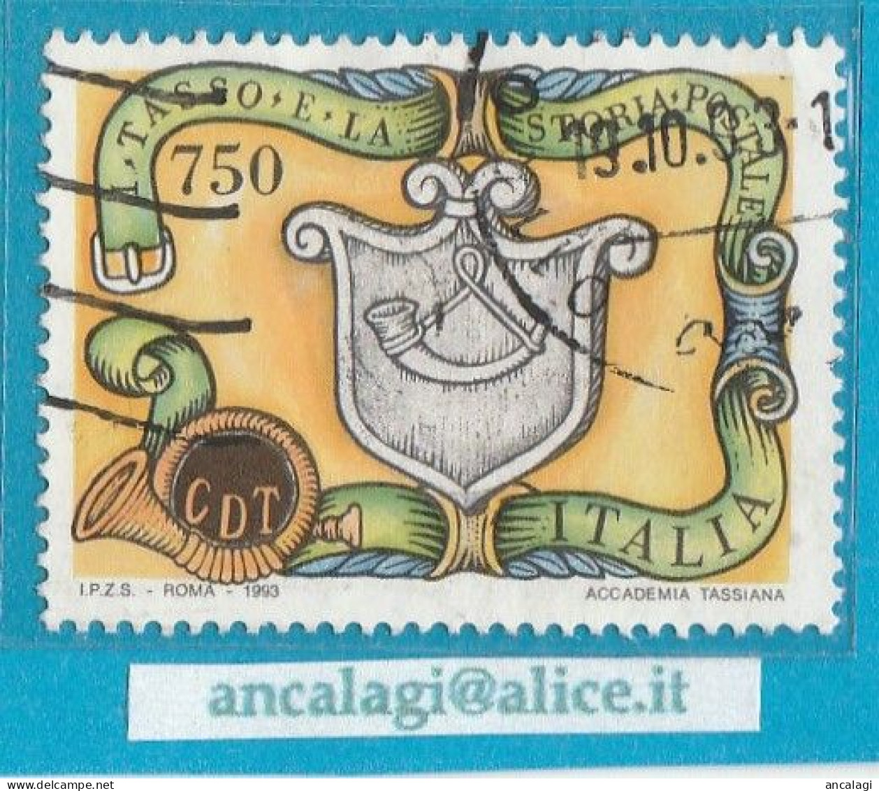 USATI ITALIA 1993 - Ref.0680B "I TASSO E LA STORIA POSTALE" 1 Val. - - 1991-00: Gebraucht