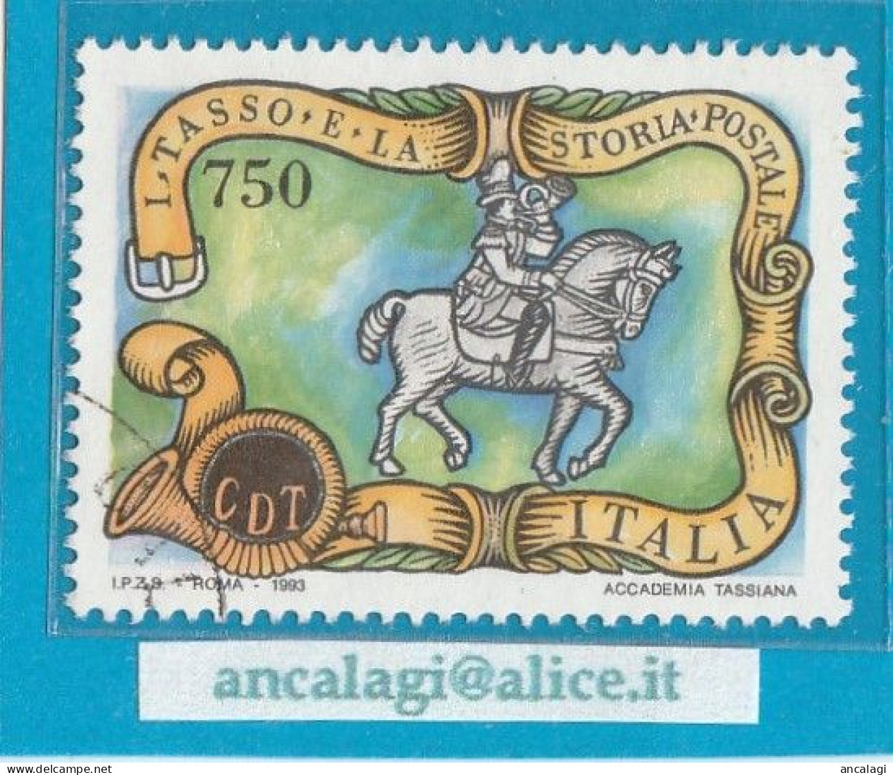 USATI ITALIA 1993 - Ref.0680C "I TASSO E LA STORIA POSTALE" 1 Val. - - 1991-00: Usati