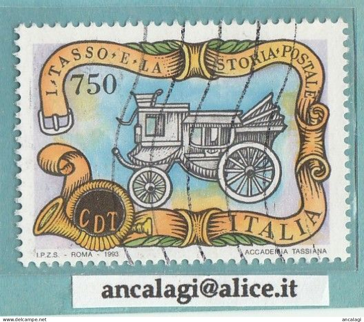 USATI ITALIA 1993 - Ref.0680D "I TASSO E LA STORIA POSTALE" 1 Val. - - 1991-00: Used