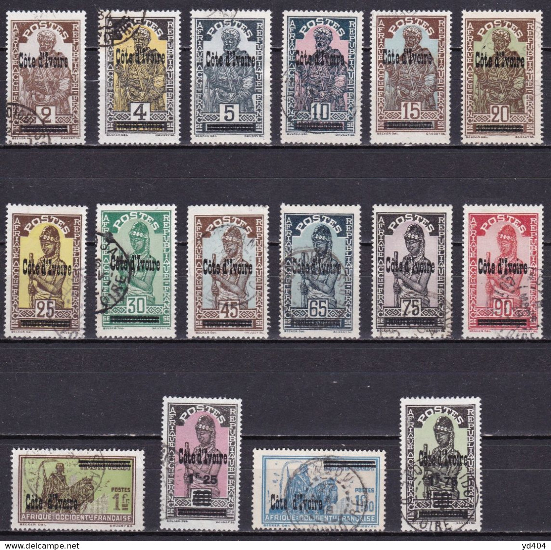 CF-CI-06 – FRENCH COLONIES – IVORY COAST – 1933 – UPPER VOLTA ST. OVERPR. – SG # 98/113 USED 93 € - Used Stamps