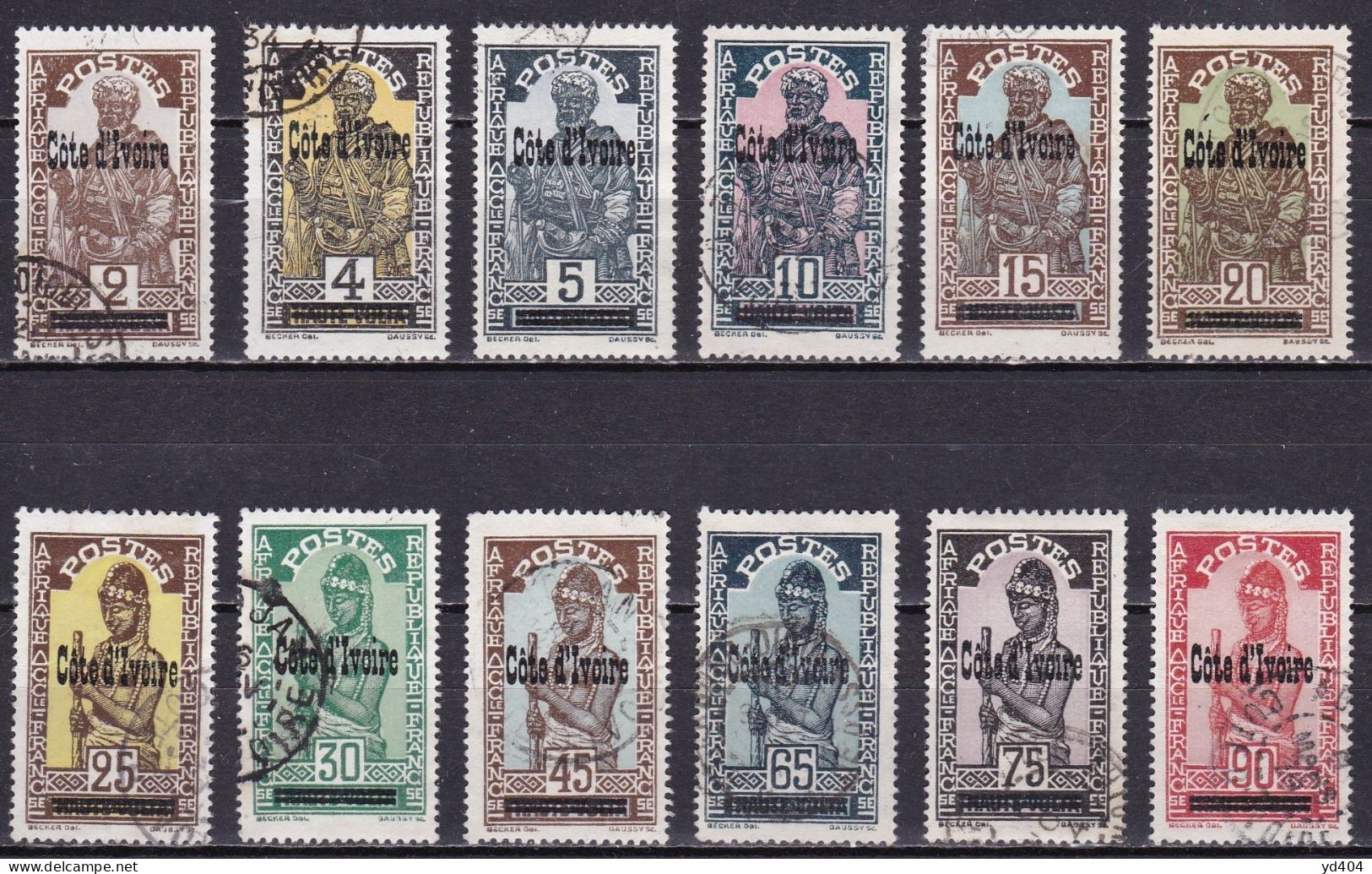 CF-CI-06 – FRENCH COLONIES – IVORY COAST – 1933 – UPPER VOLTA ST. OVERPR. – SG # 98/113 USED 93 € - Oblitérés