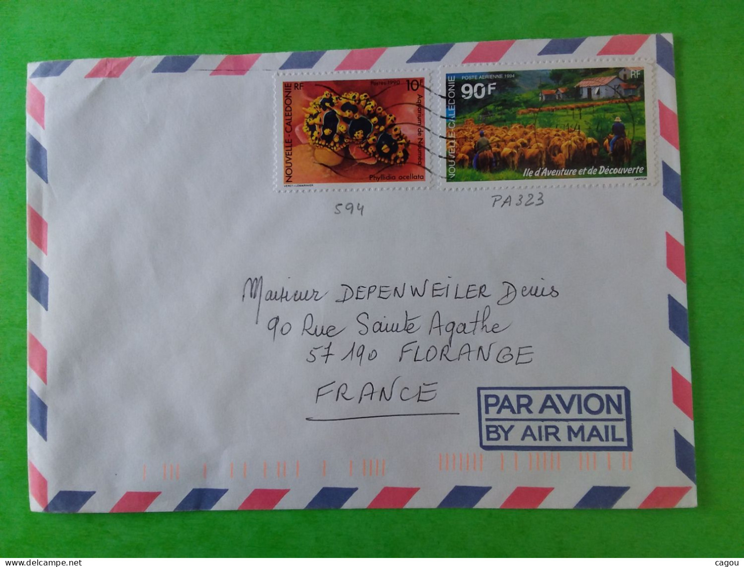 PA N° 323 / 594 SUR LETTRE PAR AVION DE NOUVELLE CALEDONIE - Colecciones & Series