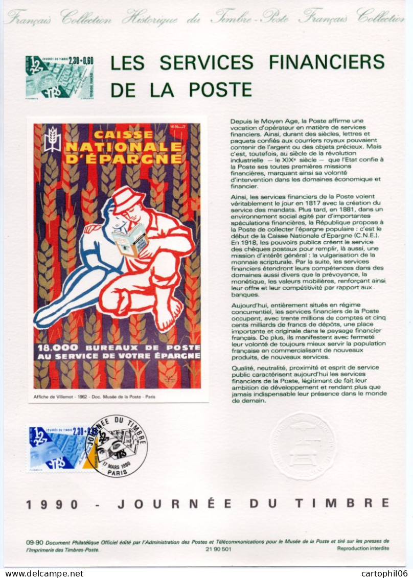 - Document Premier Jour LES SERVICES FINANCIERS DE LA POSTE - PARIS 17.3.1990 - - Posta