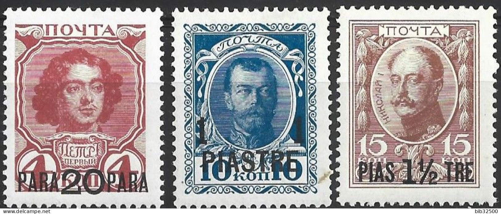 1913 - Timbres De Russie - Tricentenaire Des Romanov Surchargés - N° 178** - 179* - 180** - - Levante