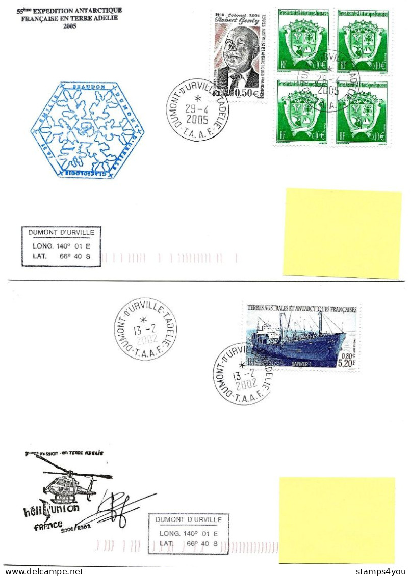 PO - 52 - 4 Plis Terre Adélie Avec Cachets Illustrés - Cartas & Documentos