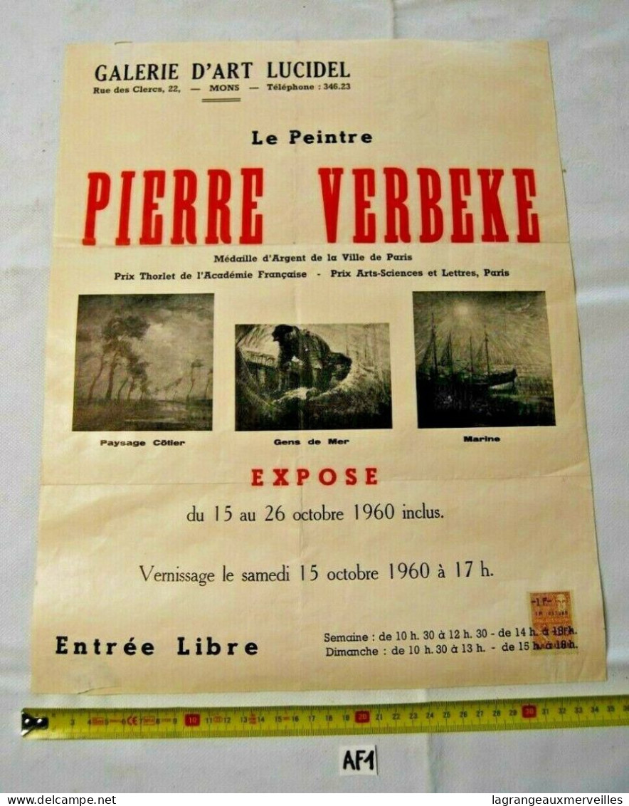 AF1 Ancienne Affiche Publicitaire - Pierre Verbeke - Mons - 1960 - Posters