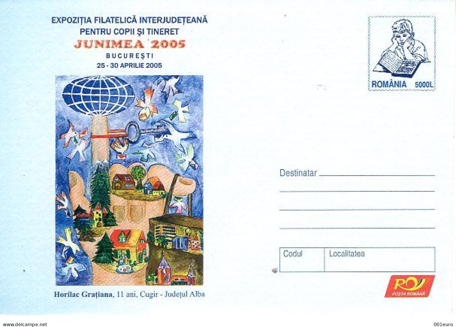 ROMANIA 023x2005: CHILDREN DRAWING, STAMPS COLLECTING, Unused Prepaid Postal Stationery Cover - Registered Shipping! - Ganzsachen