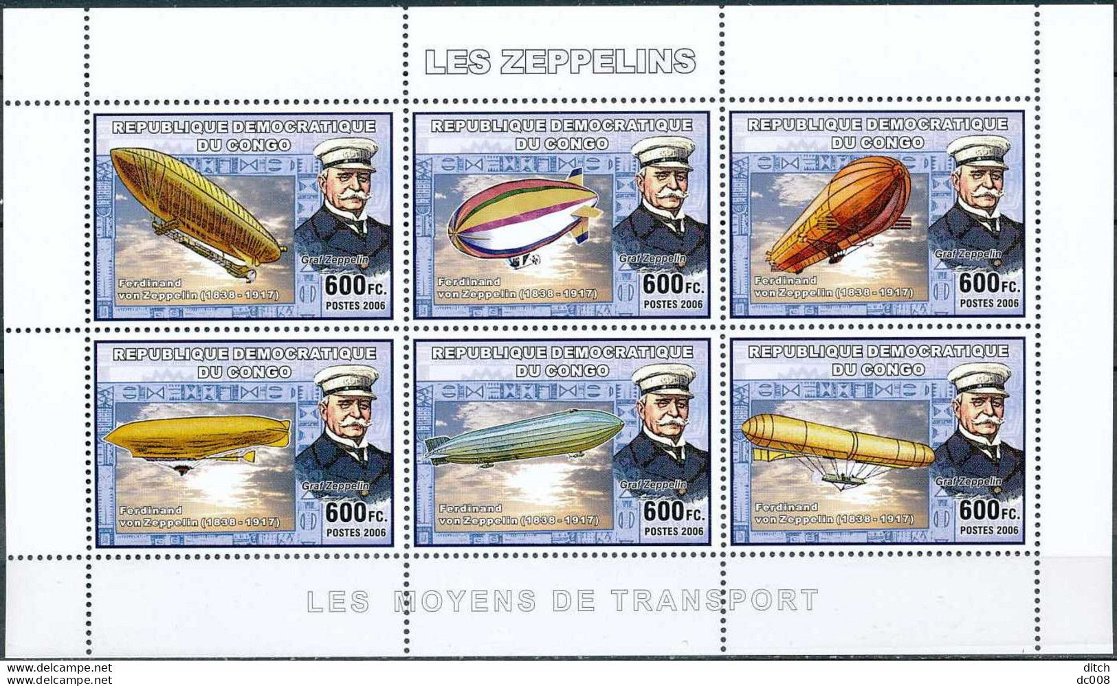 2006 Les Zeppelins - Complet-volledig 7 Blocs - Mint/hinged