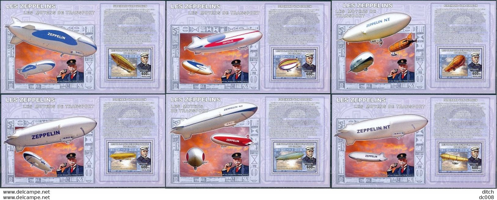 2006 Les Zeppelins - Complet-volledig 7 Blocs - Nuevos