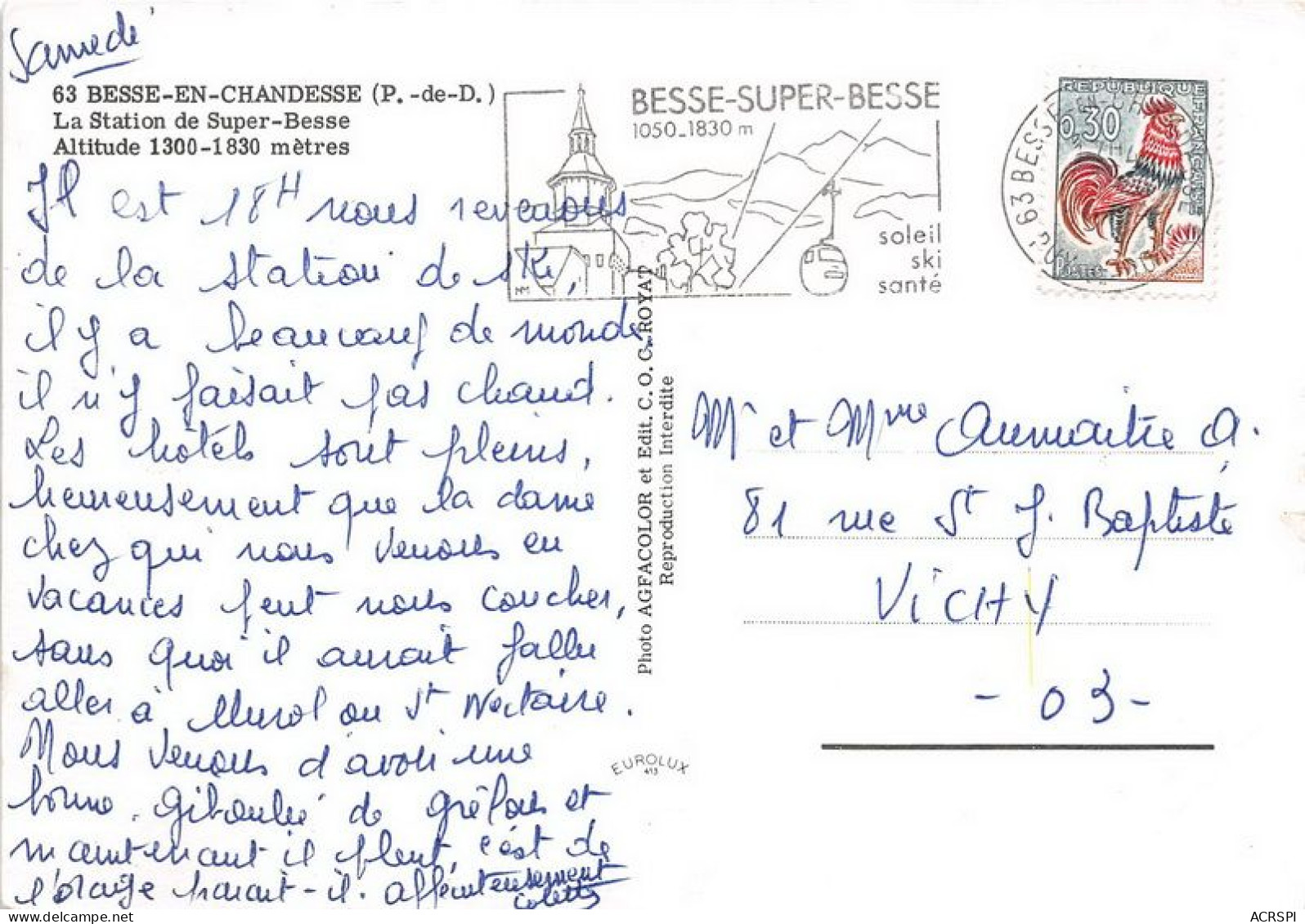 BESSE EN CHANDESSE La Station De Super Besse 26(scan Recto-verso) MA1214 - Besse Et Saint Anastaise