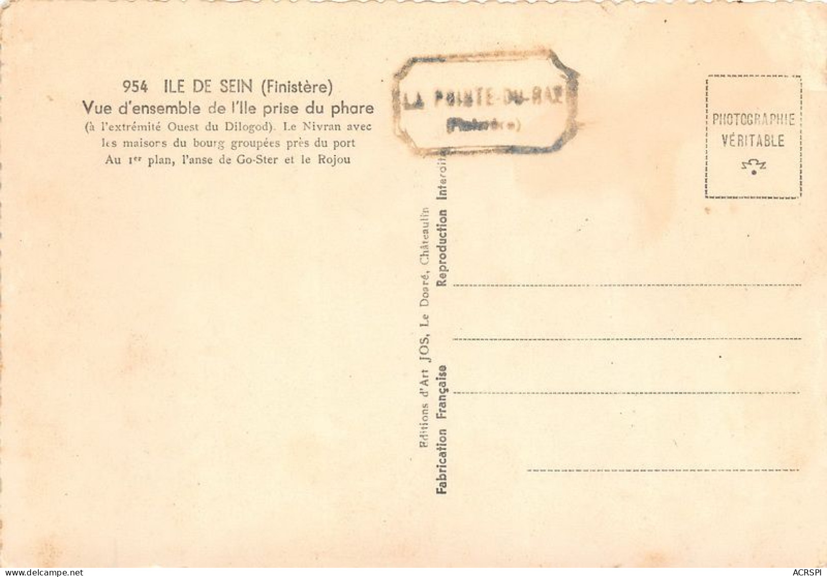 ILE DE SEIN Vue D Ensemble De L Ile Prise Du Phare 21(scan Recto-verso) MA1204 - Ile De Sein