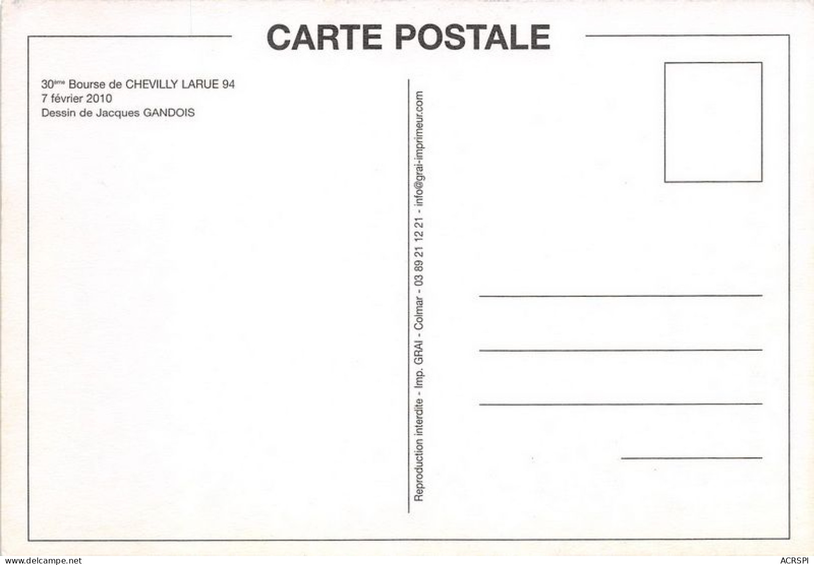 30eme Bourse De CHEVILLY LARUE Dessin De Jacques Gandois 21(scan Recto-verso) MA1203 - Chevilly Larue