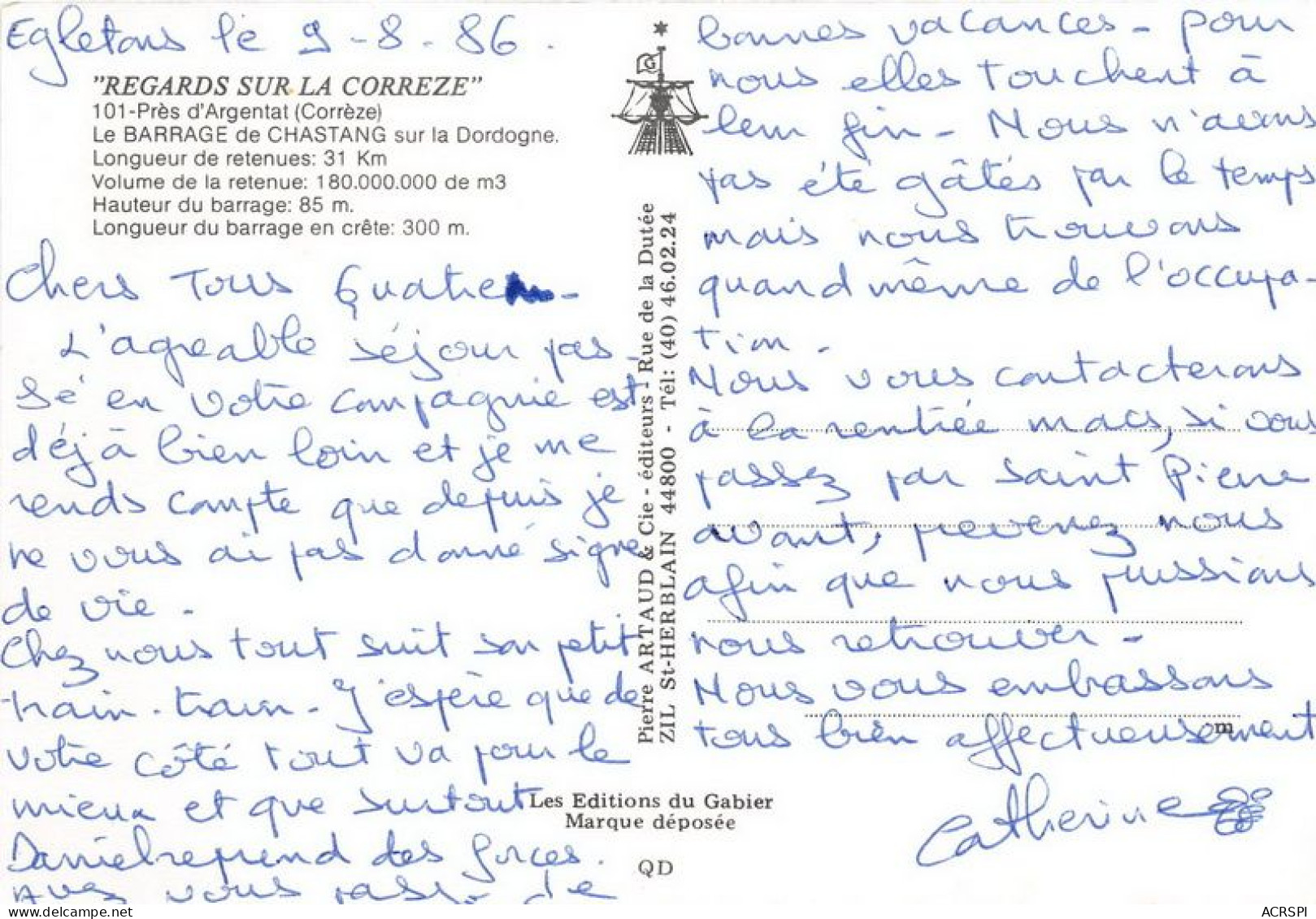 Pres D ARGENTAT Le Barrage De CHASTANG Sur La Dordogne 5(scan Recto-verso) MA1237 - Argentat