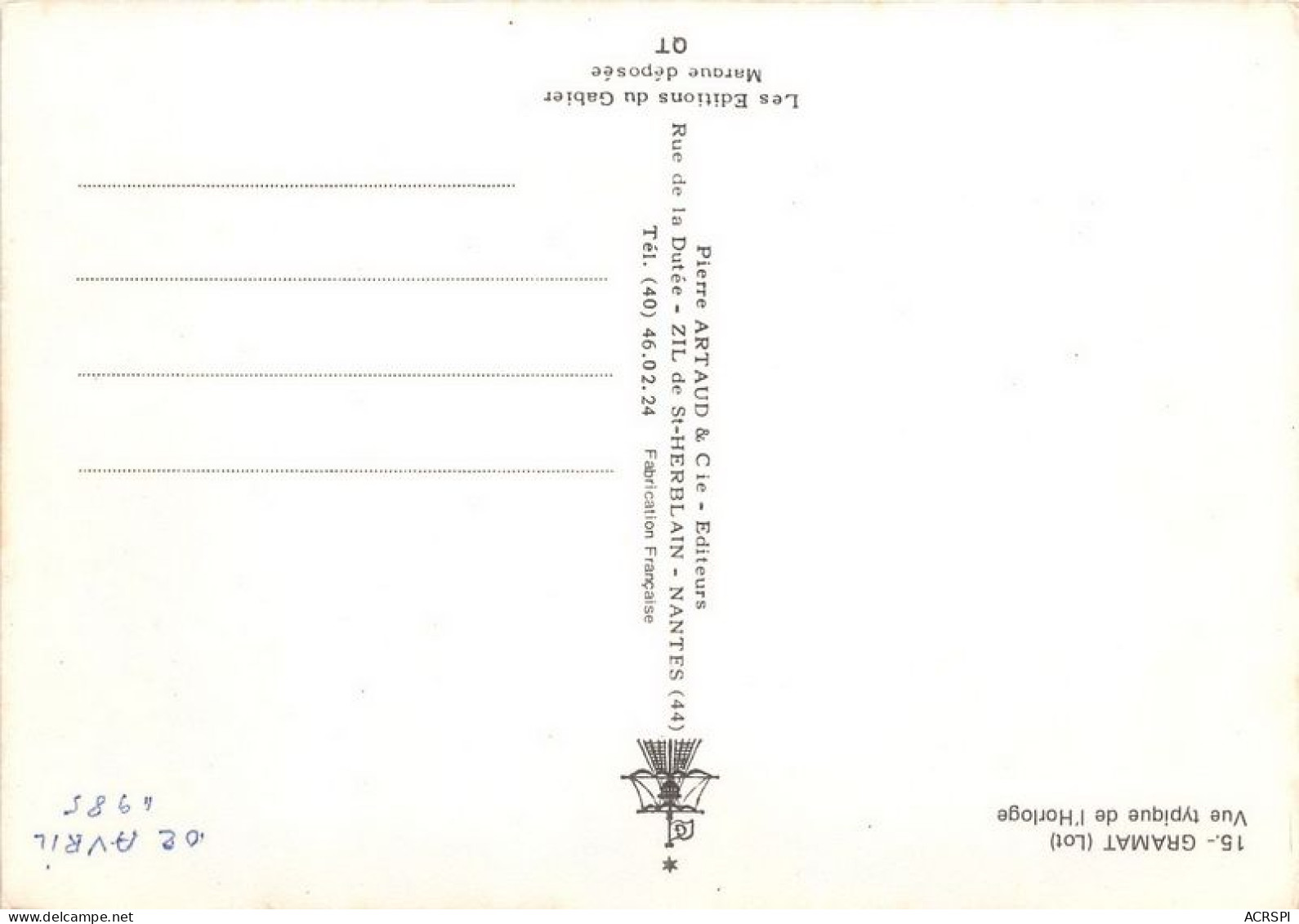 GRAMAT Vue Typique De L Horloge 5(scan Recto-verso) MA1228 - Gramat