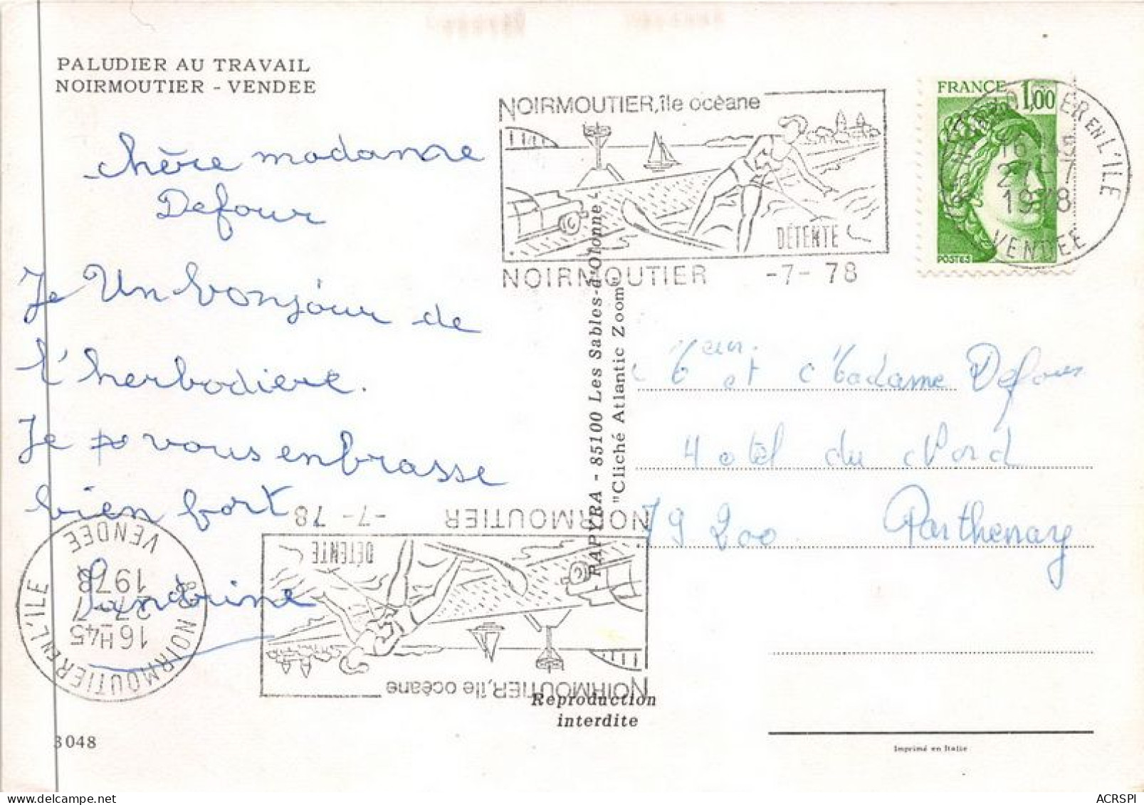Paludier Au Travail NOIRMOUTIER 20(scan Recto-verso) MA1227 - Noirmoutier