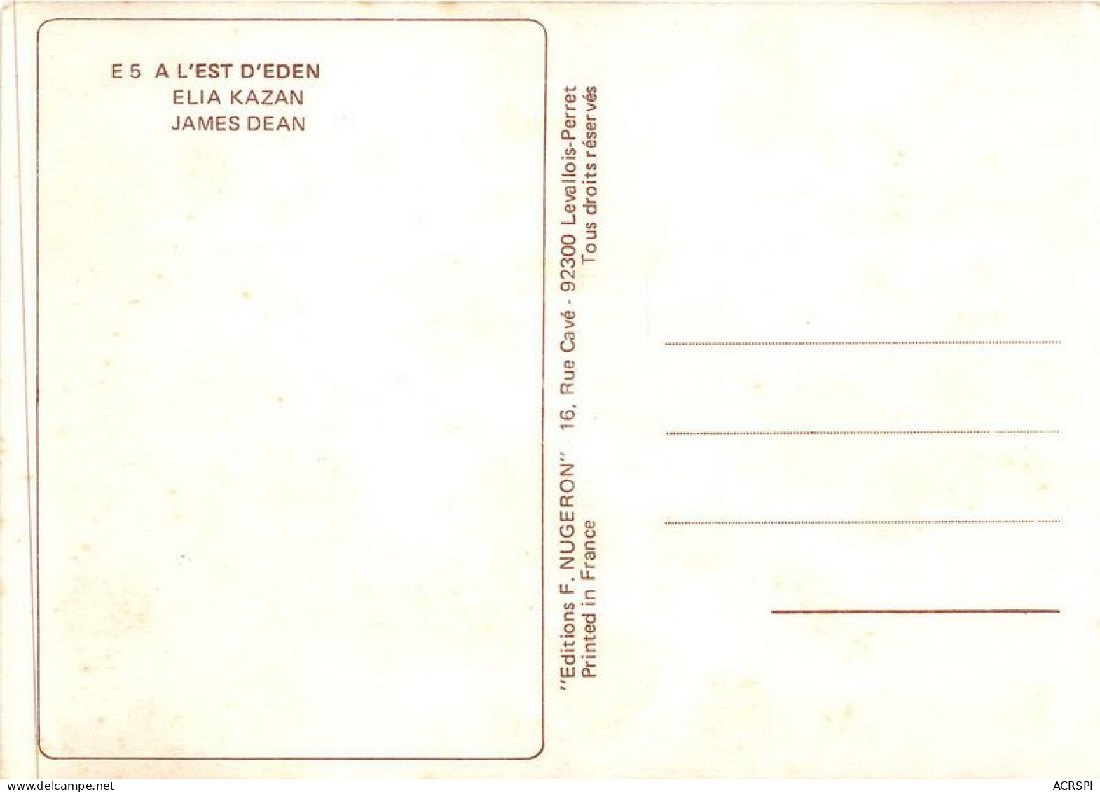 A L EST D EDEN Alia Kazan James Dean 23(scan Recto-verso) MA1226 - Publicidad