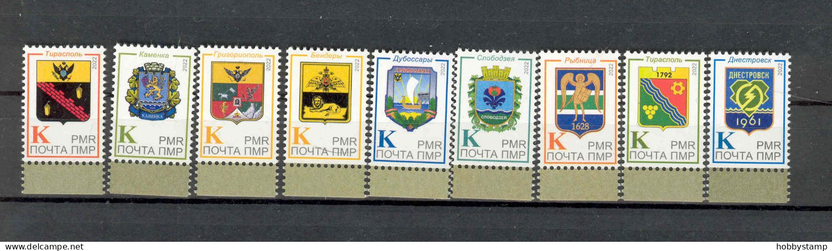 Label Transnistria 2022 Coats Of Arms Of The Cities Of Transnistria 9v**MNH - Viñetas De Fantasía