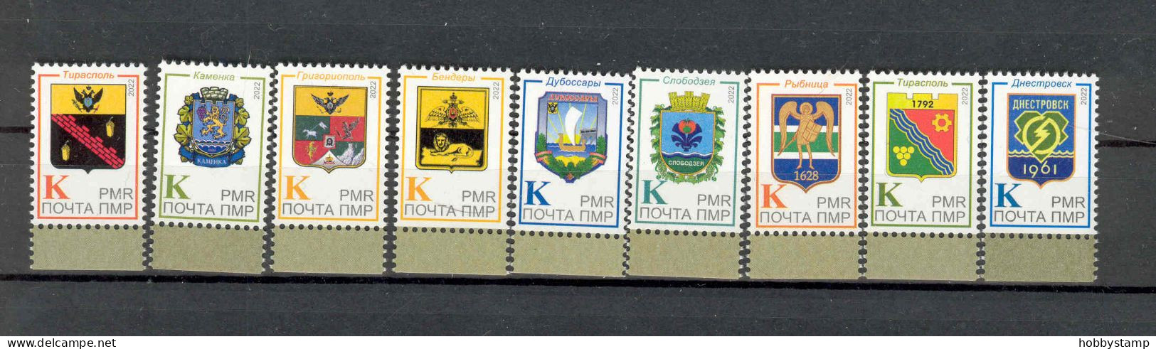 Label Transnistria 2022 Coats Of Arms Of The Cities Of Transnistria 9v**MNH - Fantasie Vignetten