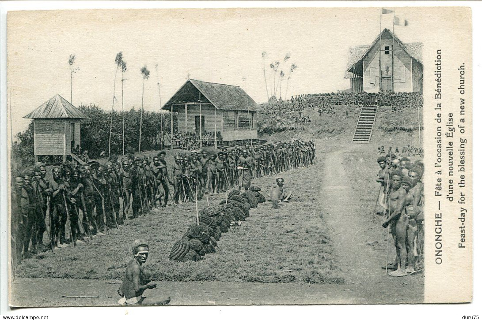 CPA Non écrite Papouasie Nouvelle Guinée * ONONGHE Fête à L'occasion De La Bénédiction De La Nouvelle Eglise - Papua New Guinea