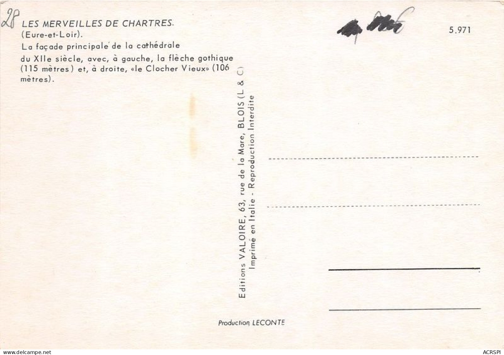 Les Merveilles De CHARTRES La Facade Principale De La Cathedrale Du XIIe Siecle 20(scan Recto-verso) MA1285 - Chartres