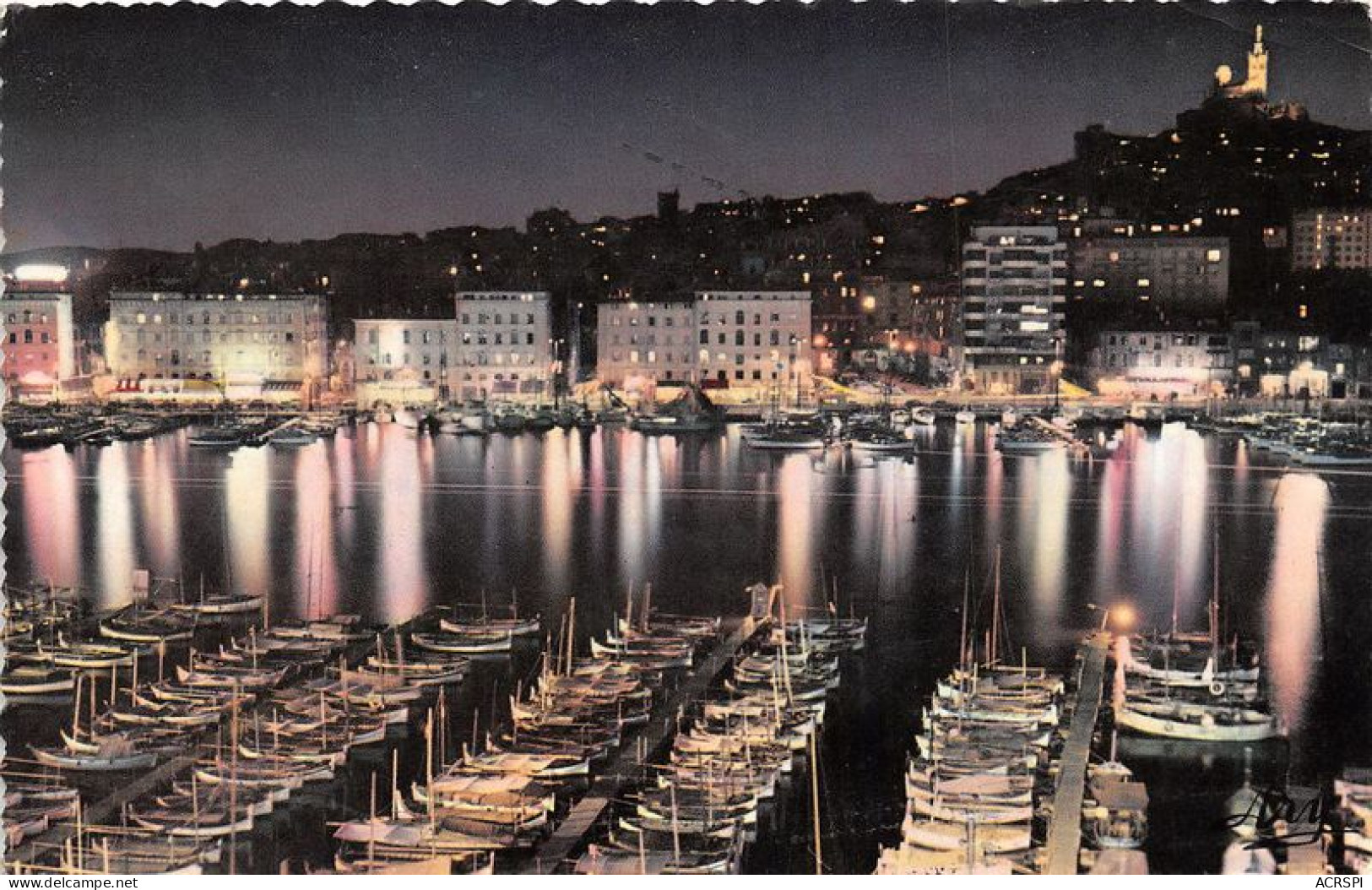 MARSEILLE La Nuit Le Vieux Port Et Notre Dame De La Garde 3(scan Recto-verso) MA1284 - Vieux Port, Saint Victor, Le Panier