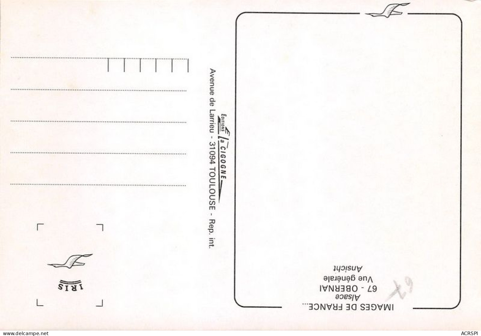 OBERNAI Vue Generale 15(scan Recto-verso) MA1281 - Obernai