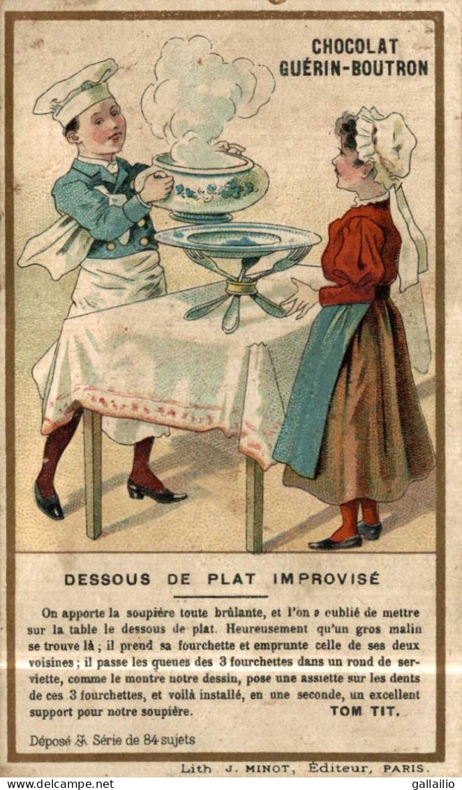 CHROMO  CHOCOLAT GUERIN BOUTRON DESSOUS DE PLAT IMPROVISE - Guérin-Boutron