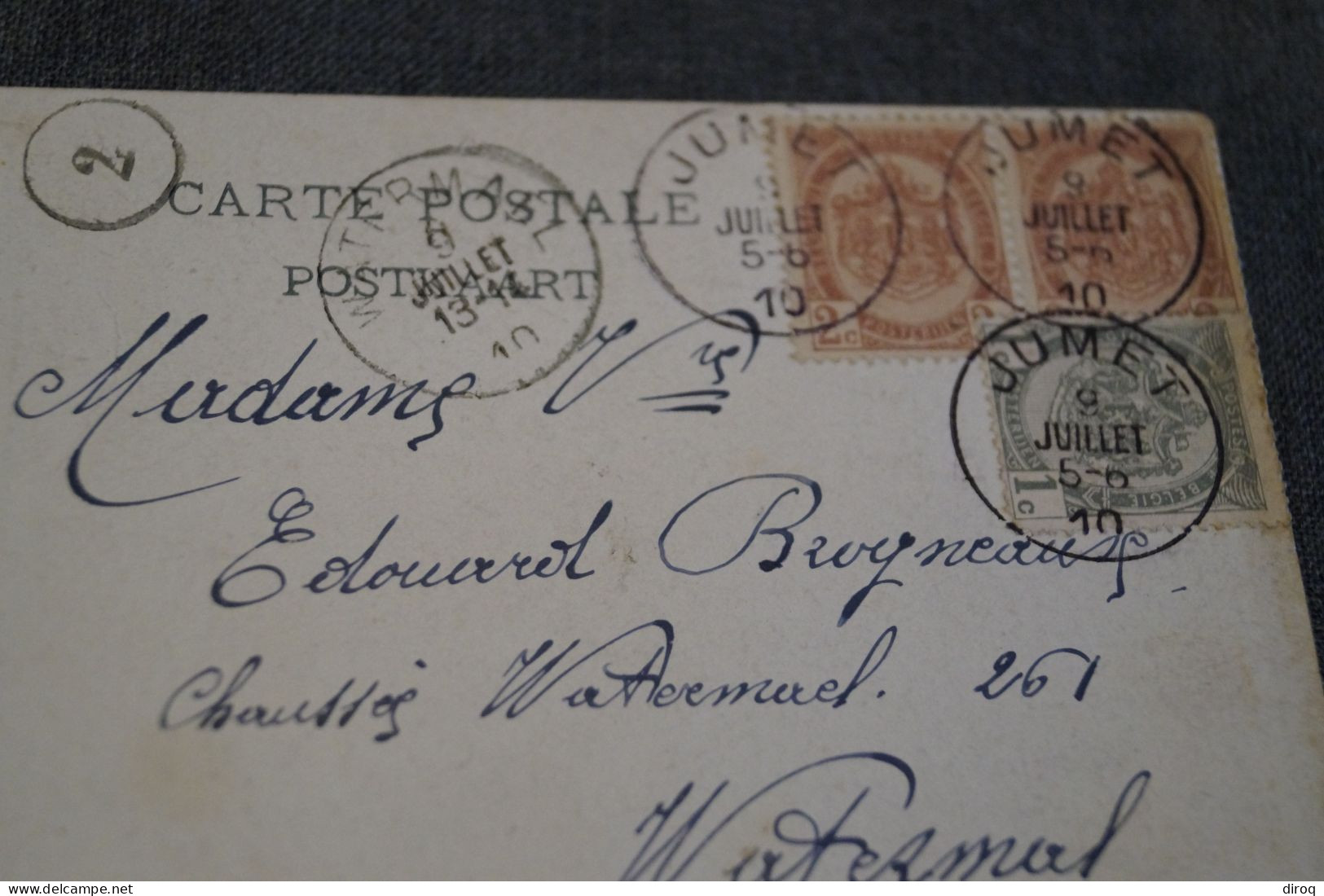 Très Bel Envoi Avec Belles Oblitérations De Jumet 1910,poste N° 2 ,pour Collection - Ufficio Di Transito