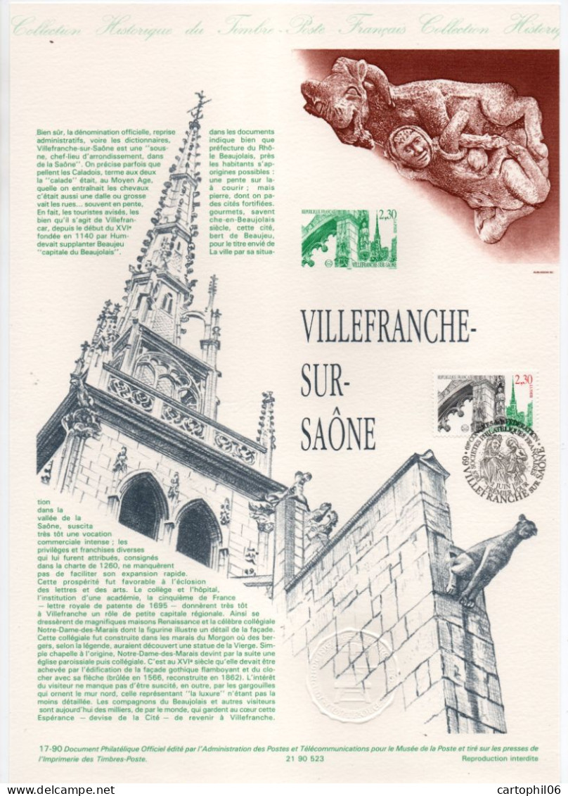 - Document Premier Jour VILLEFRANCHE-SUR-SAÔNE 2.6.1990 - - Documenten Van De Post