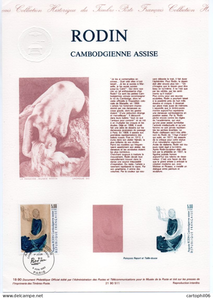 - Document Premier Jour RODIN : CAMBODGIENNE ASSISE - PARIS 9.6.1990 - - Beeldhouwkunst