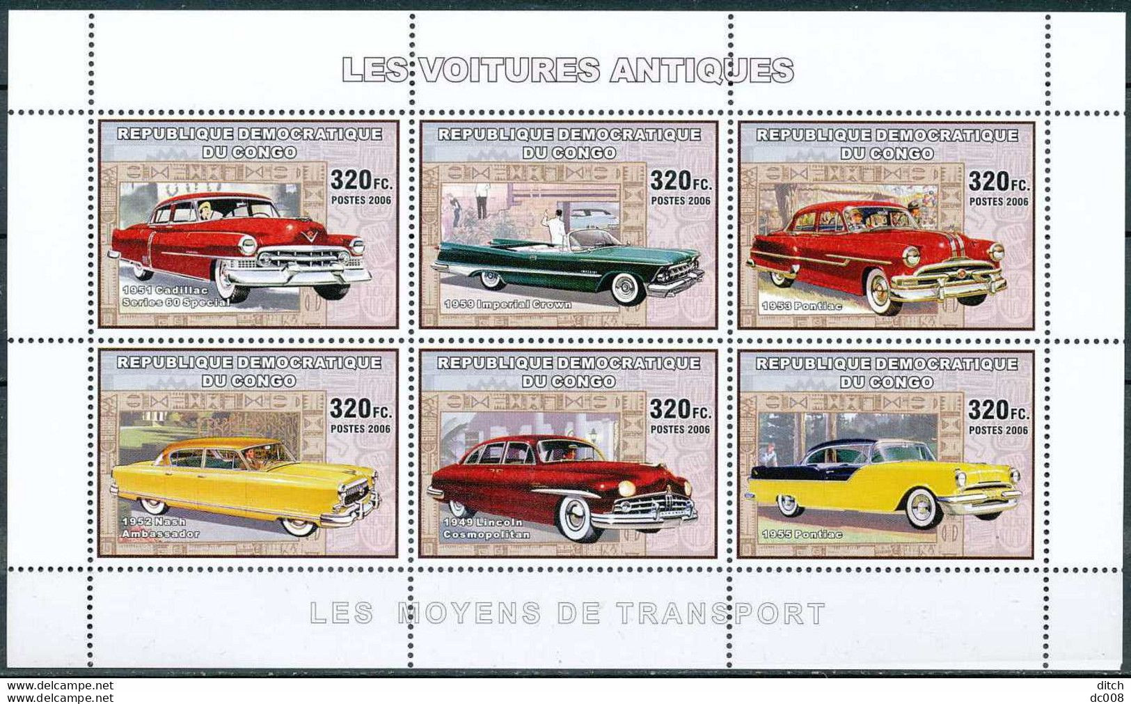 2006 Les Voitures Antiques - Complet-volledig 7 Blocs - Neufs