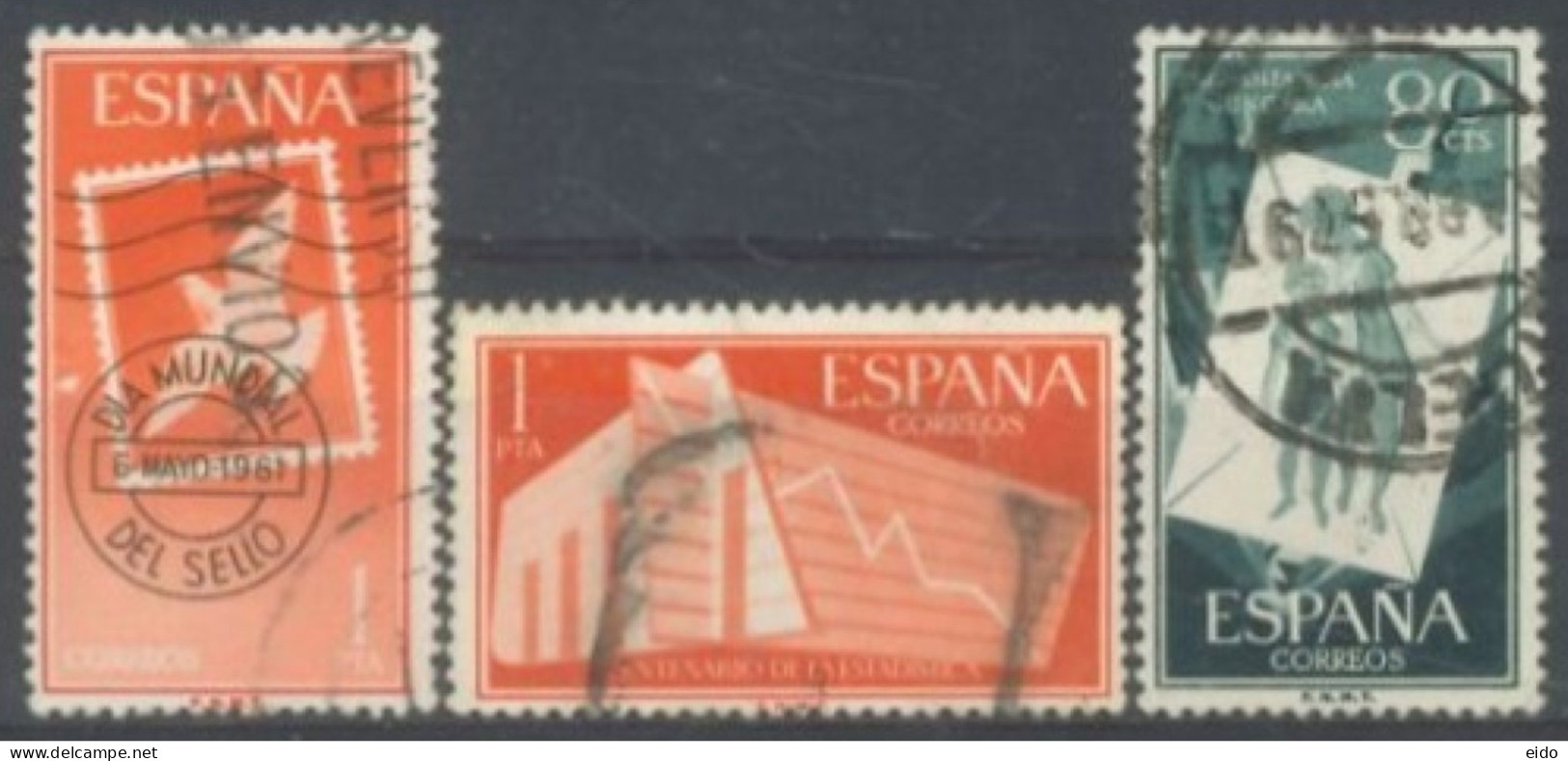 SPAIN, 1956/61, HUNGARIAN CHILDREN, CANCELED STAMP & STATISTICAL SET OF 3, # 855,860, & 988, USED. - Usati