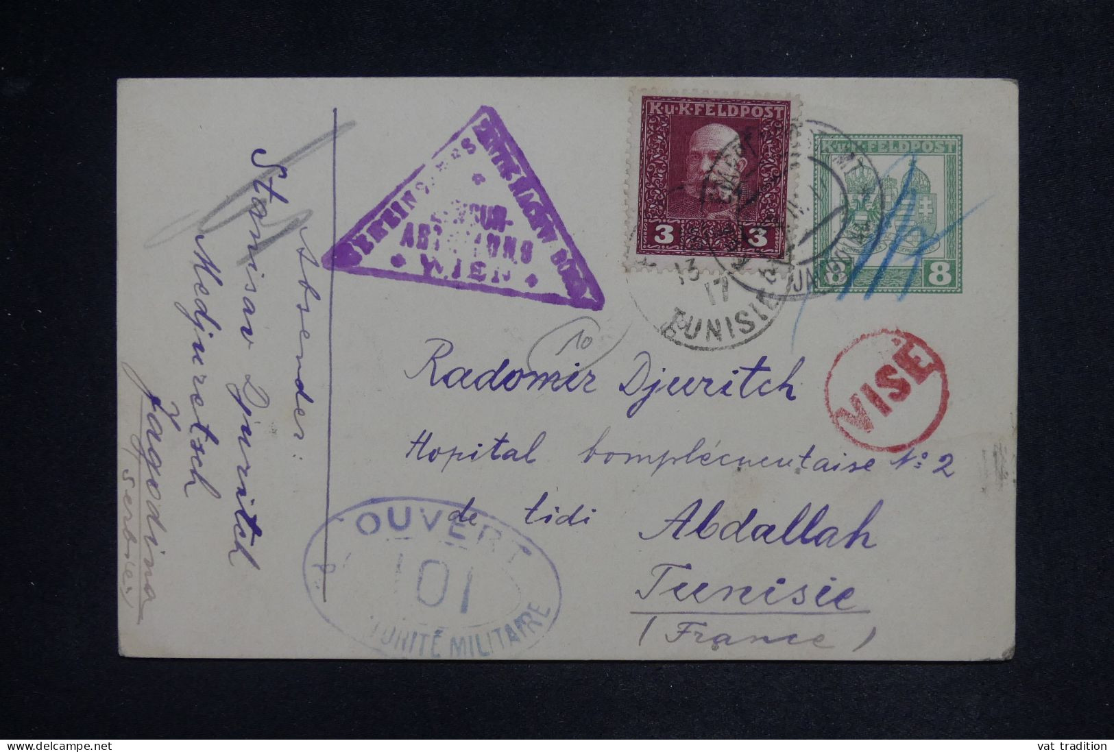 AUTRICHE - Entier Postal + Complément En Feldpost Pour La Tunisie En 1917 Avec Contrôle Postal - L 151871 - Postkarten