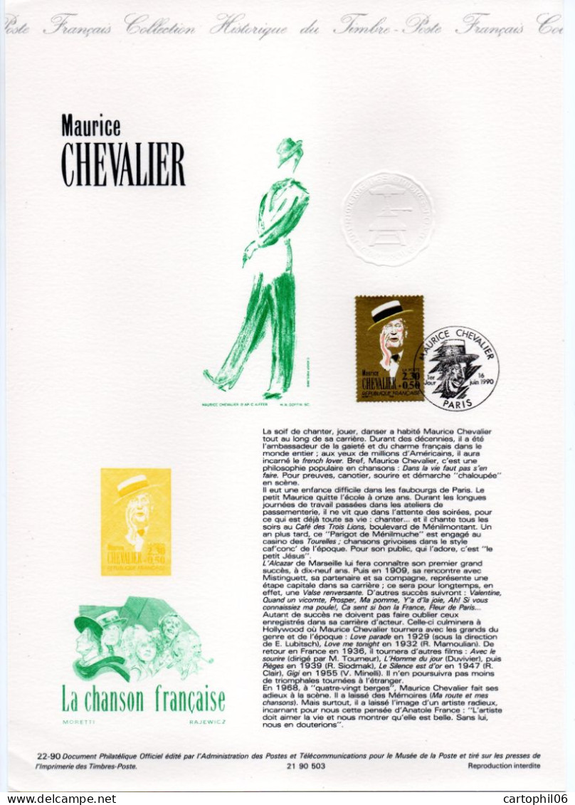 - Document Premier Jour Maurice CHEVALIER - PARIS 16.6.1990 - - Other & Unclassified