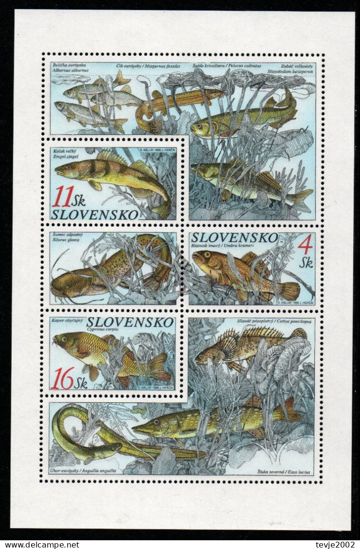 Slowakei 1998 - Mi.Nr. 317 - 319 Kleinbogen - Postfrisch MNH - Tiere Animals Fische Fishes - Fishes