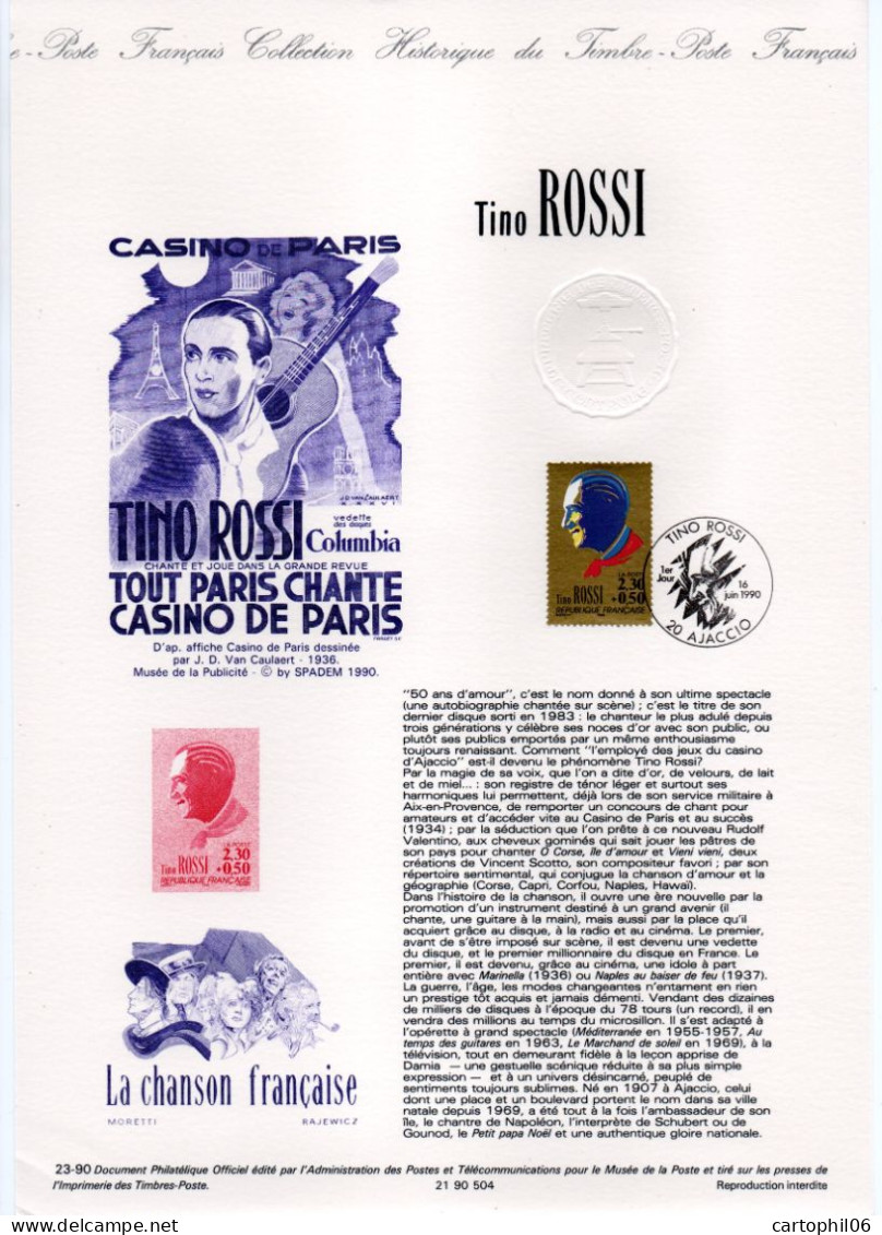 - Document Premier Jour Tino ROSSI - AJACCIO 16.6.1990 - - Other & Unclassified