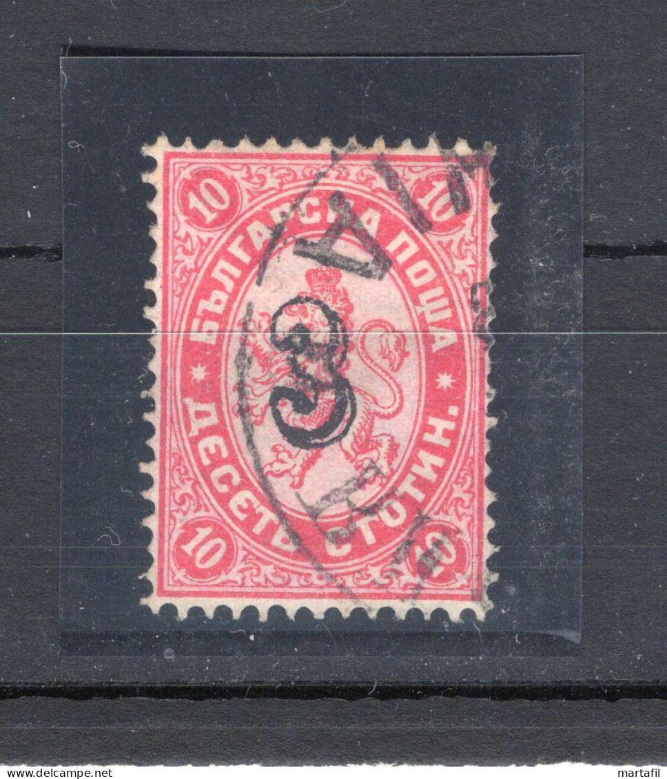 1884 BULGARIA N.21 USATO 3f., Serie Ordinaria, Sovrastampato - Used Stamps