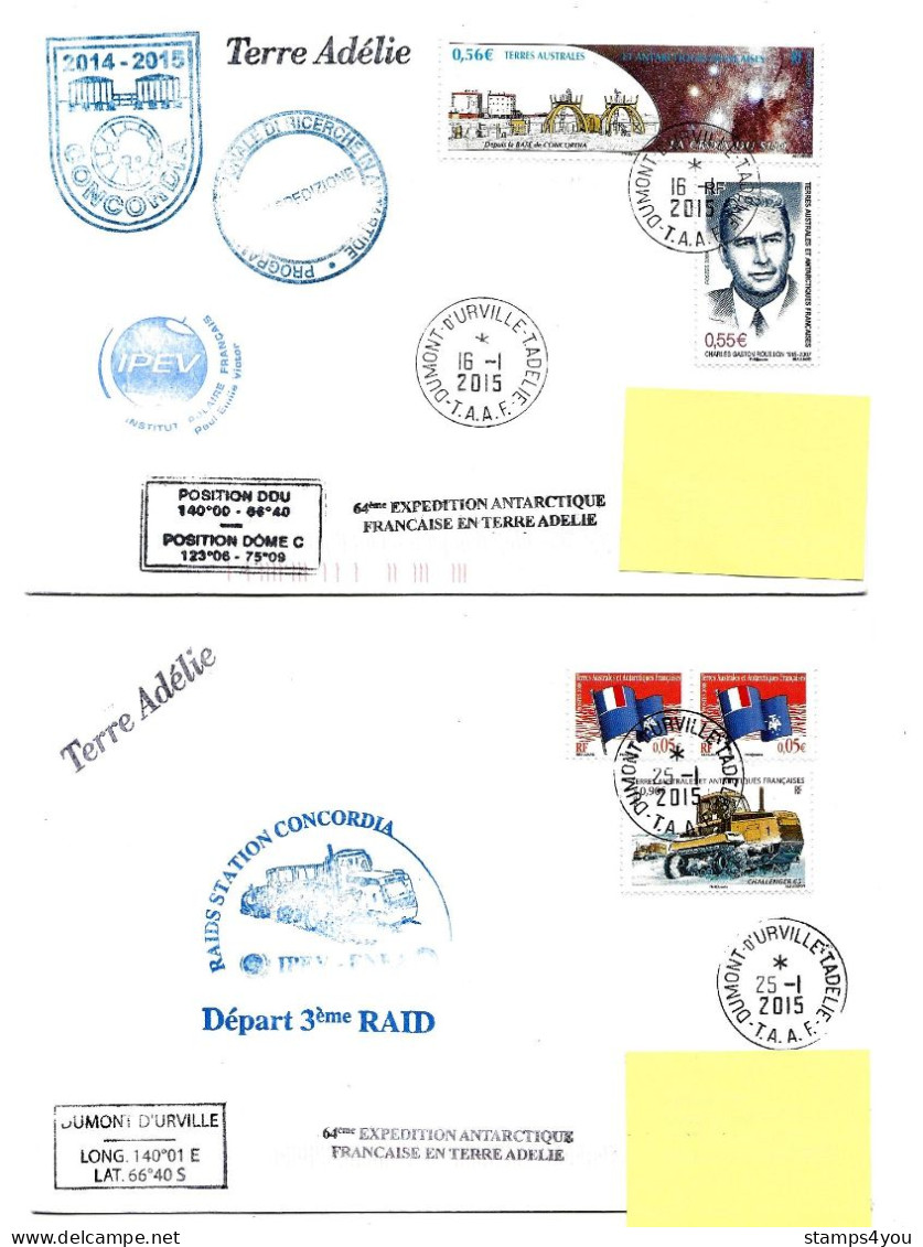 PO - 53 - 4 Plis Terre Adélie Avec Cachets Illustrés - Lettres & Documents