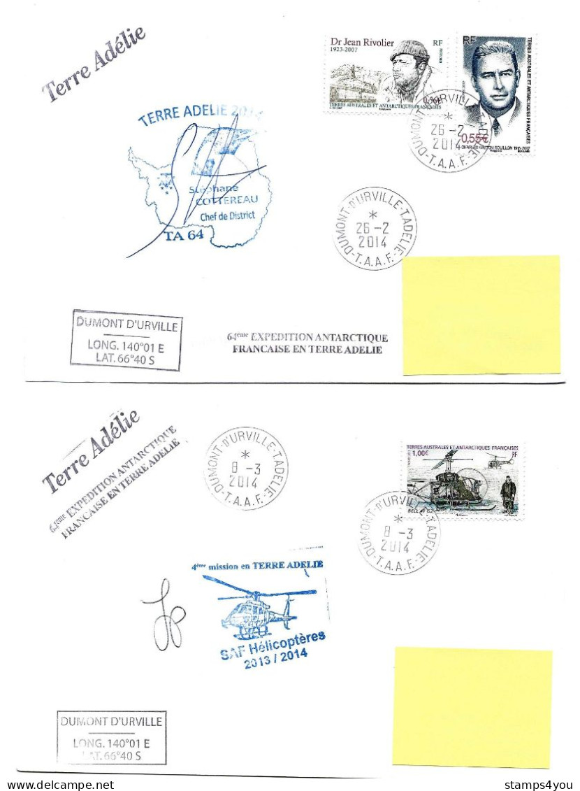 PO - 53 - 4 Plis Terre Adélie Avec Cachets Illustrés - Lettres & Documents