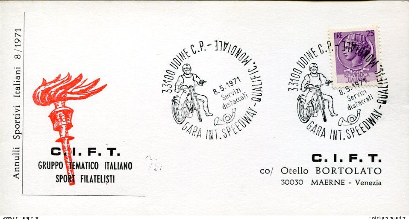X0059 Italia, Special  Postmark Udine 1971 International Speedway - Moto