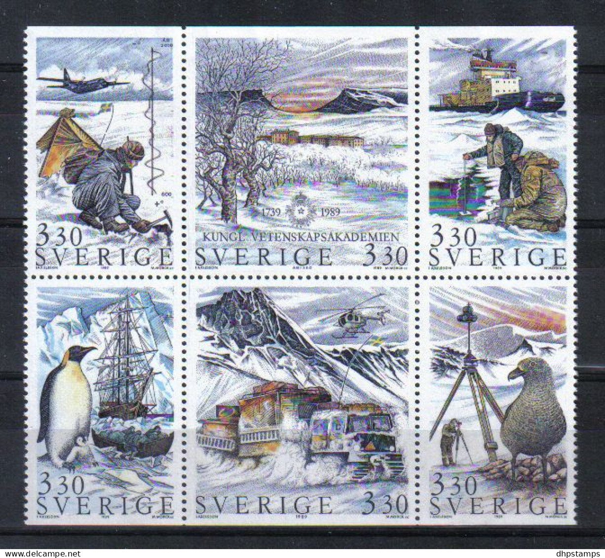 Sweden 1989 Polar Research 6-blok Y.T. 1535/1540 ** - Neufs