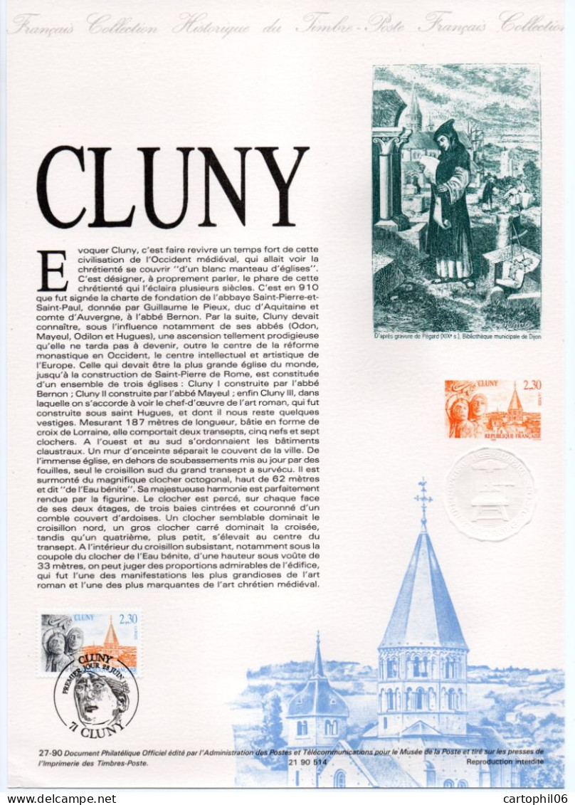 - Document Premier Jour CLUNY (Saône-et-Loire) 28.6.1990 - - Documents De La Poste