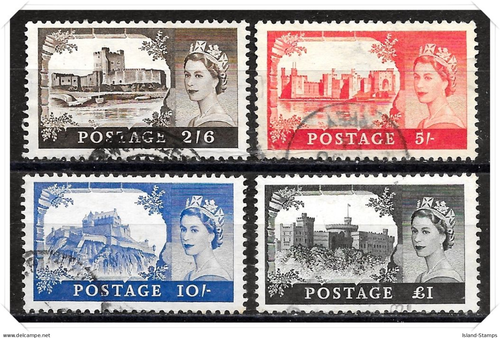 SG536-539 1955 Wilding Castles Stamp Set Used Hrd2d - Gebruikt