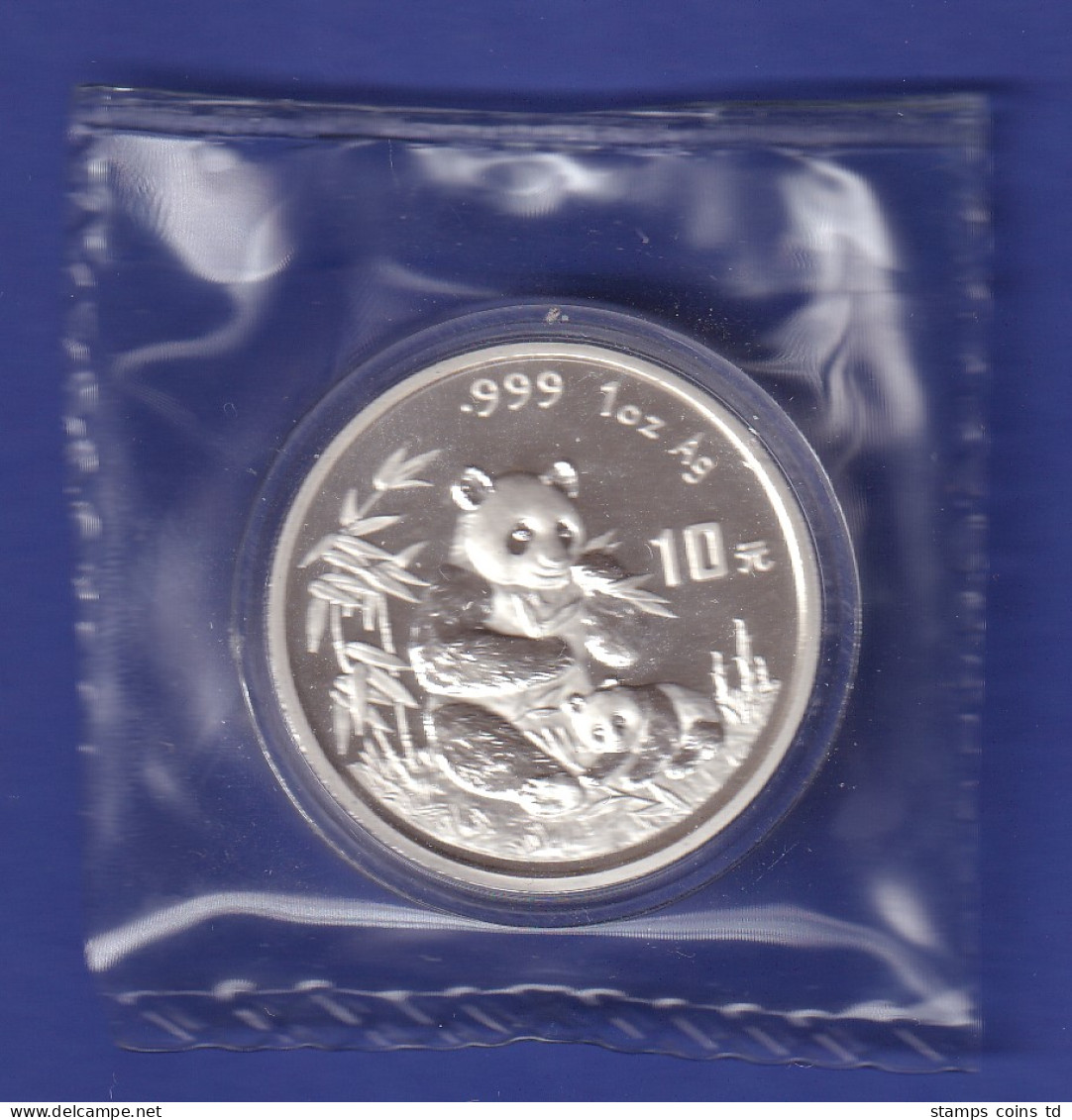 China 1996 Silbermünze 10 Yuan Panda  1 Unze 31,1Ag999 - Verzamelingen & Kavels