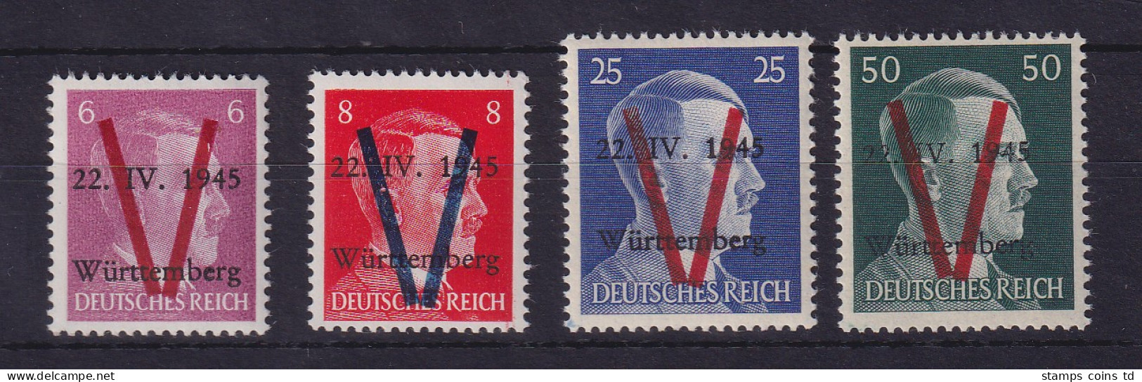 Lokalausgaben Saulgau Württemberg 1945 V Auf Hitler 4 Werte Postfrisch ** - Mint