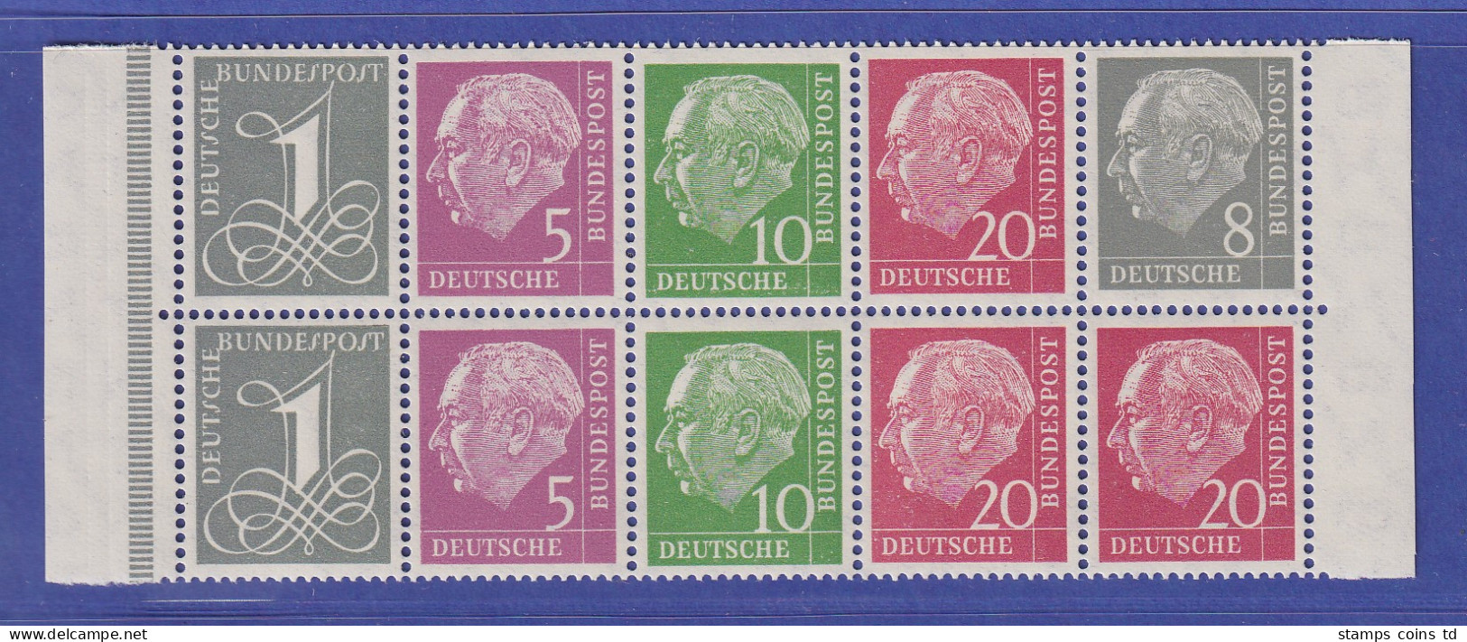 Bundesrepublik 1958/60 Heuss Heftchenblatt Mi.-Nr. 8 Y I  ** Gpr. SCHLEGEL BPP - 1951-1970