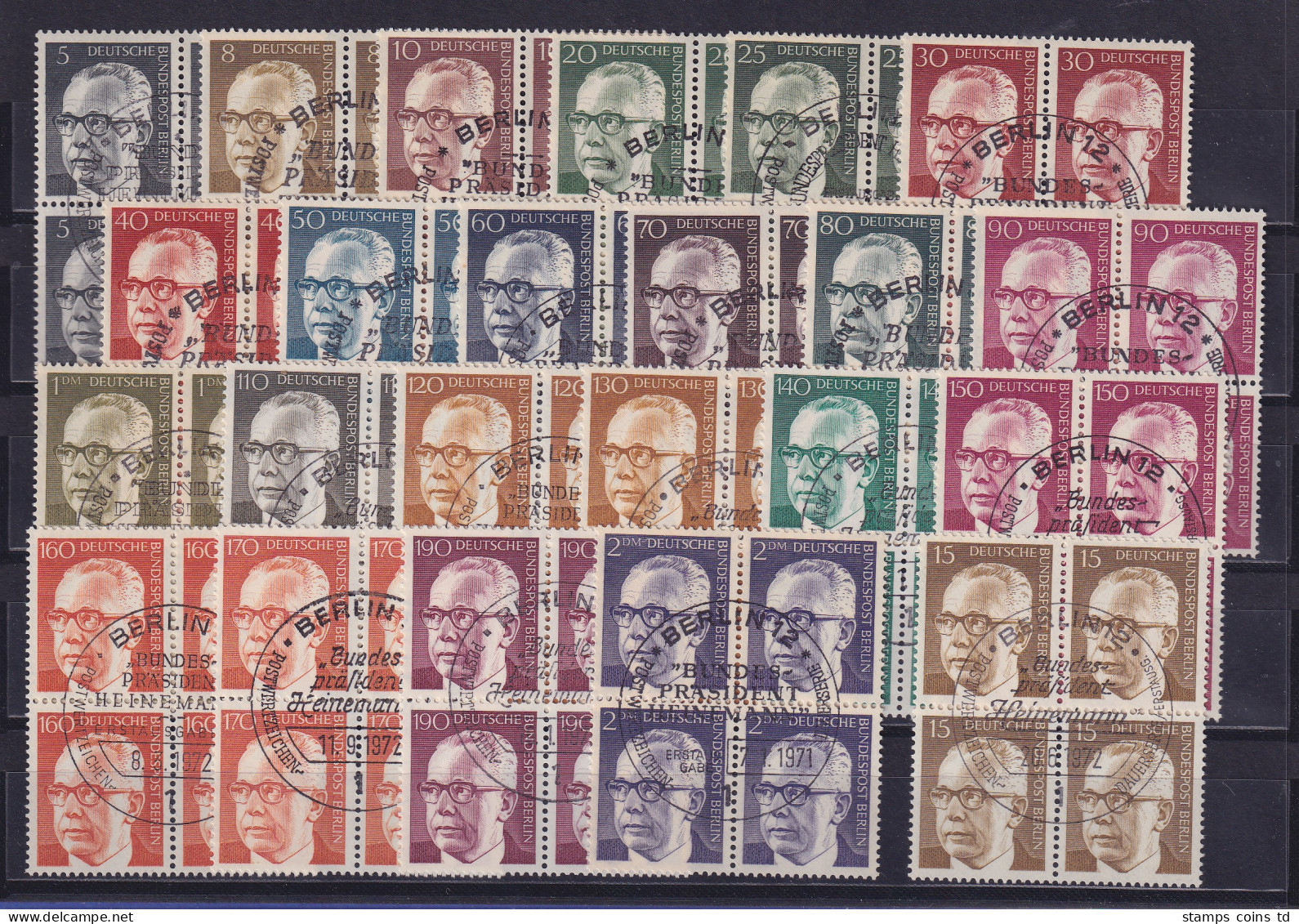 Berlin 1970/73 Heinemann Mi-Nr. 359-370,393-396,427-433 Je Viererblocks M. So.-O - Used Stamps