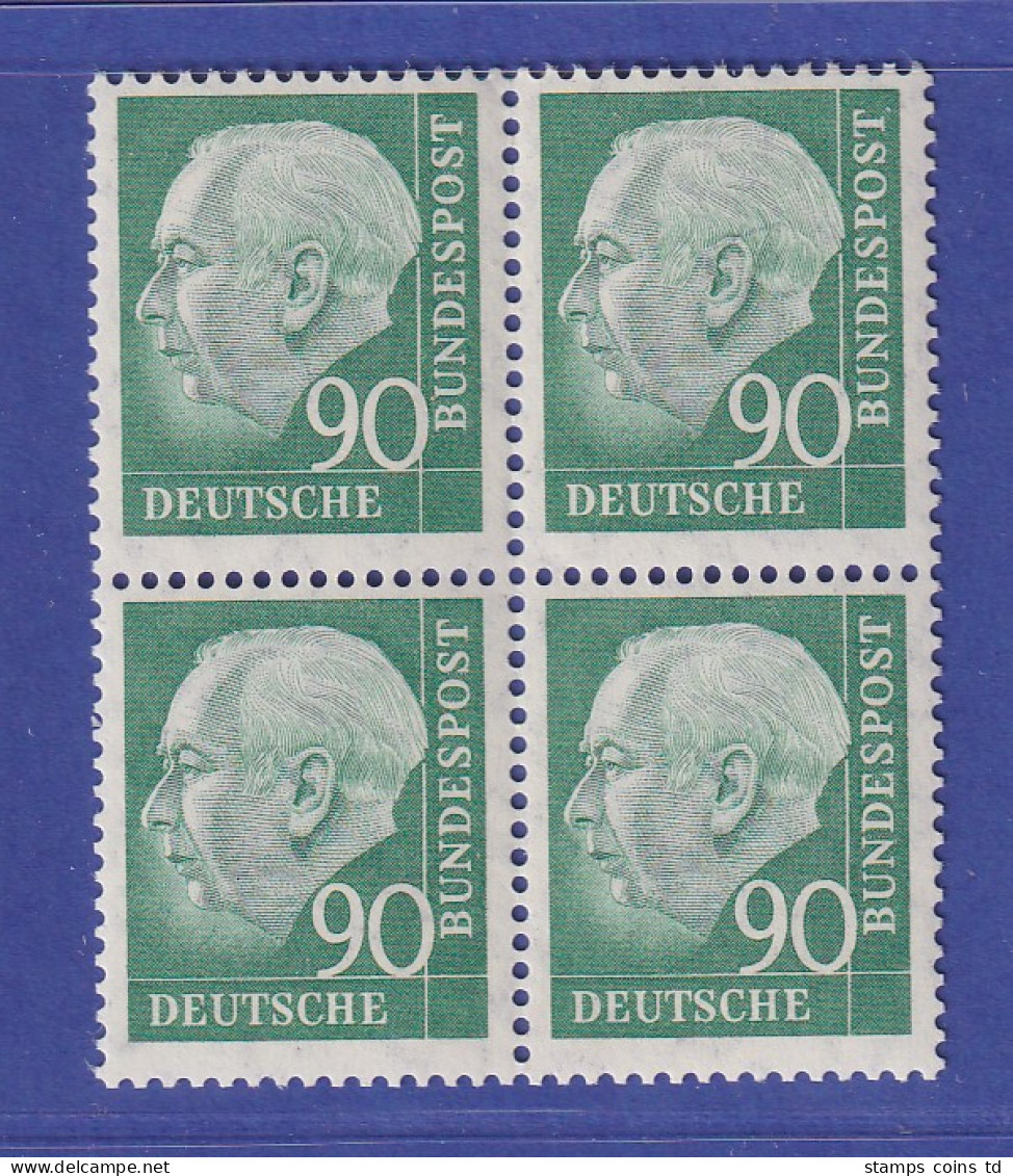 Bundesrepublik 1957 Theodor Heuss 90 Pf Mi.-Nr. 265 X V Viererblock **  - Unused Stamps